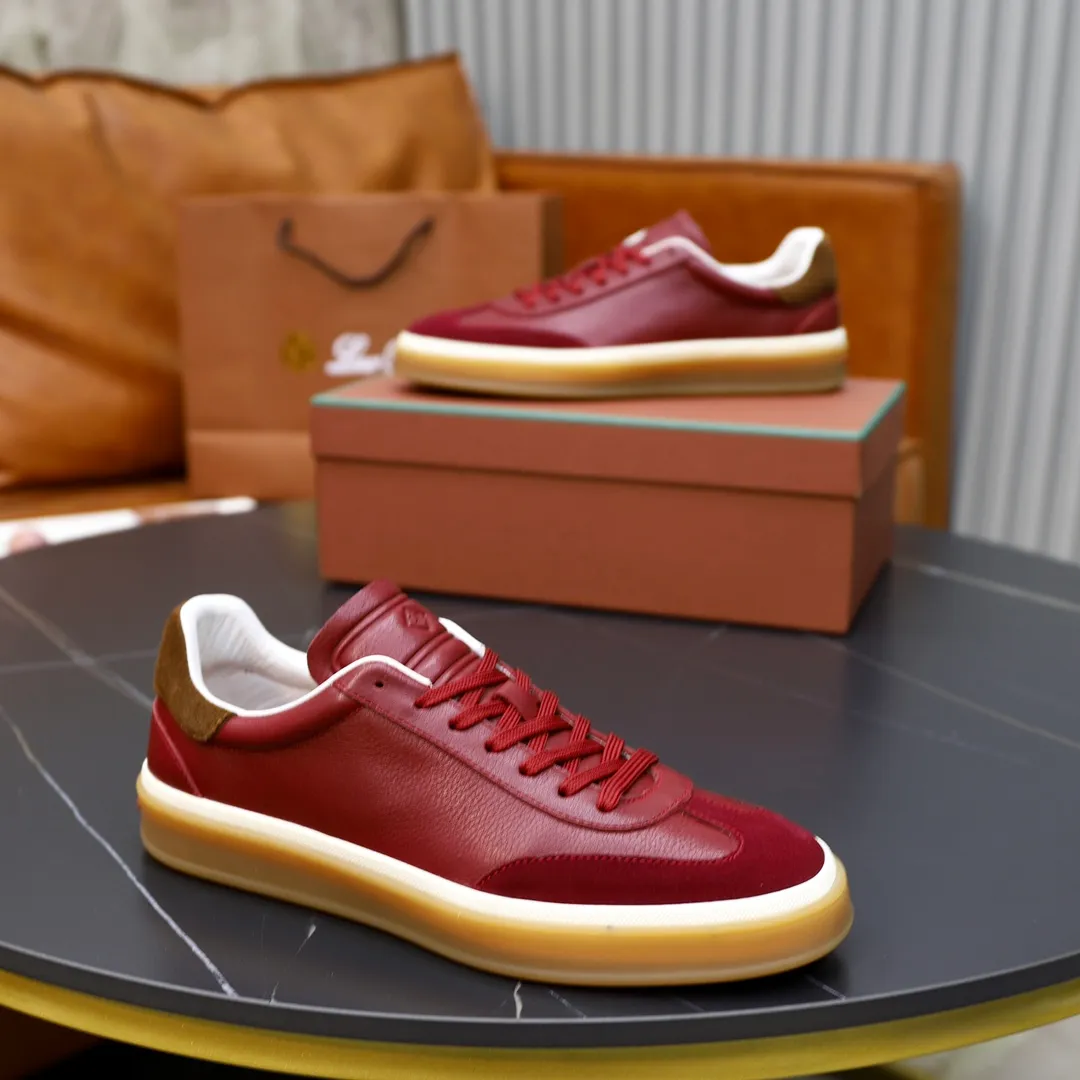 Men's Men's Shoes💰540💰••New Products•• LoroPian*_Noyo-Pianya New men's casual moral training sneakers, LP lace-up casual shoes!  Made of original imported soft cowhide and suede fabric, it highlights the sporty style. The heel is decorated with logo embossing and the original molding. The raw rubber translucent sole combined with the color welt adds a sense of modernity to the shoe. The shoe is overall refreshing and easy to match with style. It has a full cowhide lining for the feet. The original box packaging at the counter comes with wooden balls and a dust bag! Size: 38-44 (.45 customized)